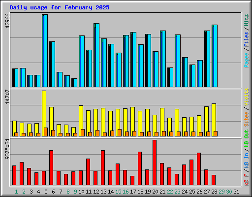 Daily usage for February 2025